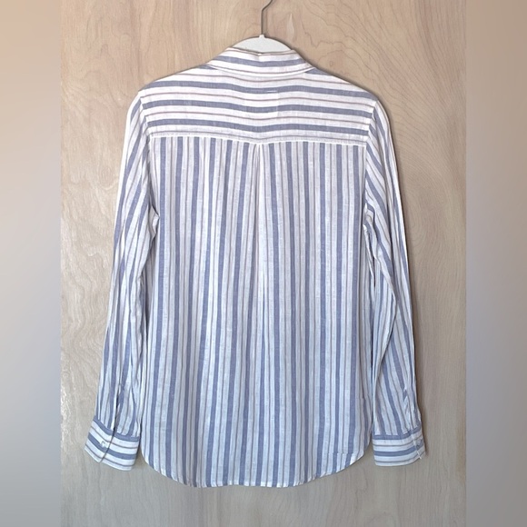 RAILS Linen Blend Charli Shirt Bacara Stripe Button Front Sz:XS - Picture 3 of 14